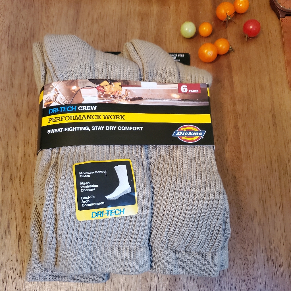 Dickies Dri-Tech Crew Performance Work Socks Mens Size 6-12. (5 Pair)